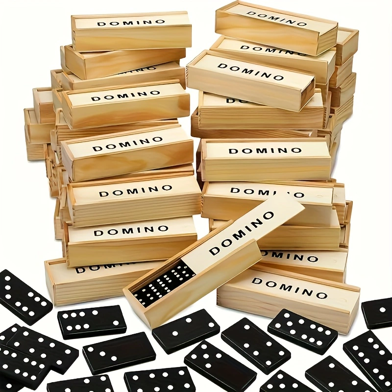 Woodworking Domino - 28 sztuk/zestaw Mini Drewniane Domino, Miniaturowe