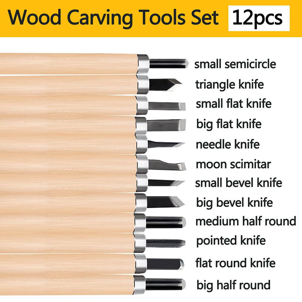Woodworking Kits For Beginners - 12-częściowy profesjonalny zestaw dłut do rzeźbienia