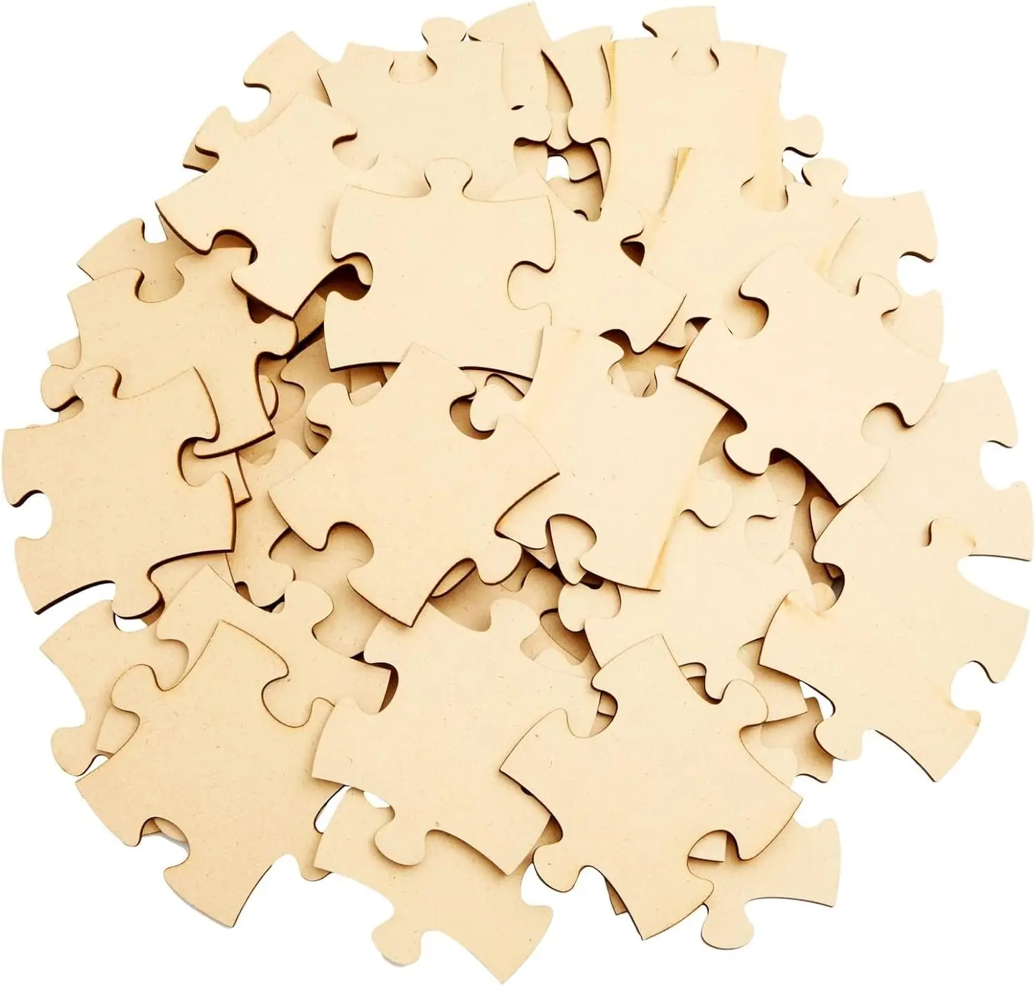 Woodworking Jigsaw - Naturalne brązowe puste elementy puzzle z